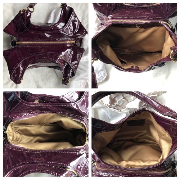 SOLD!!!  COACH Plum Patent Leather Maggie Madison Hobo Shoulder Bag #18760 - Picture 9 of 15
